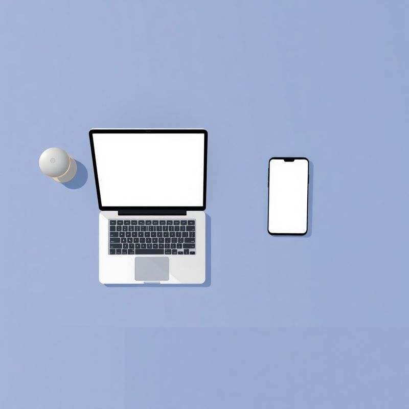Notebook a telefon na inkoustově modré pracovní ploše