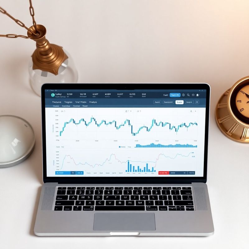 Pohled shora na notebook s obchodním dashboardem v inkoustové modré a bílé